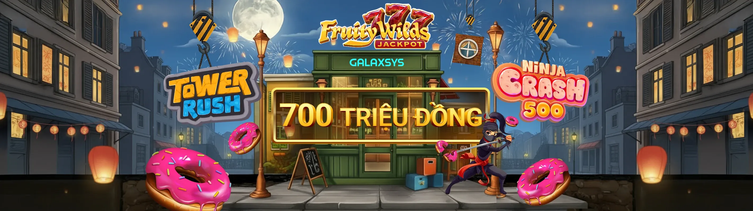 Hình ảnh chính Nổ Hũ QQ288, với các biểu tượng slot game và jackpot lớn